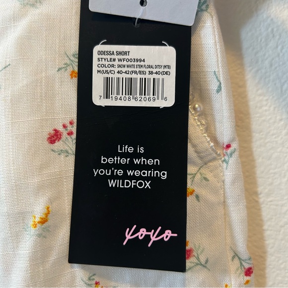 Wildfox Odessa Floral Shorts with Pearl Trim Size Medium White Floral NWT - Picture 6 of 14